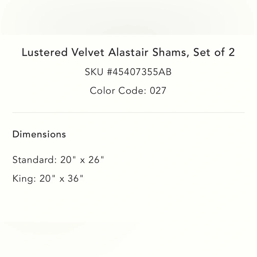 Anthropologie Lustered Velvet Alastair King Shams NWT